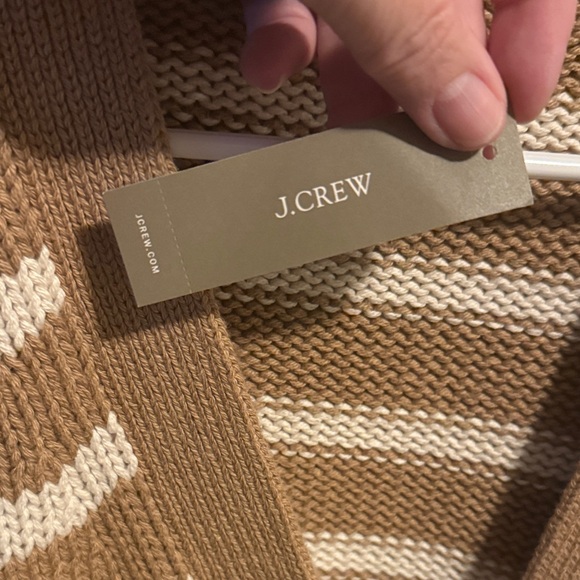 J. Crew Women's Camel and Natural Heritage cotton Striped Cardigan - Picture 5 of 10